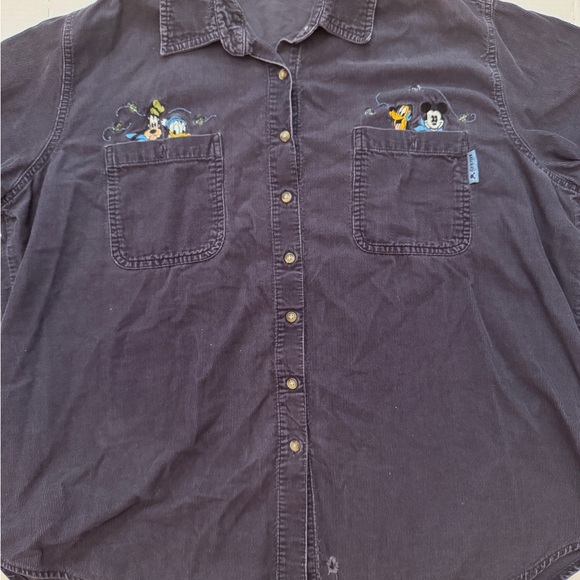 Mickey Unlimited Women Plus Blouse Button Front Mickey Mouse Corduroy Donald - Picture 2 of 11